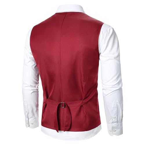 Men's Suit Vest, Solid Color Sleeveless Coat with Metal Chain Decoration, Slim Fit Business Casual Waistcoat2