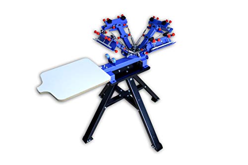 INTBUYING Micro-Registration 4 Color 1 Station Screen Printing Machine T-Shirt Printing Press with Stand