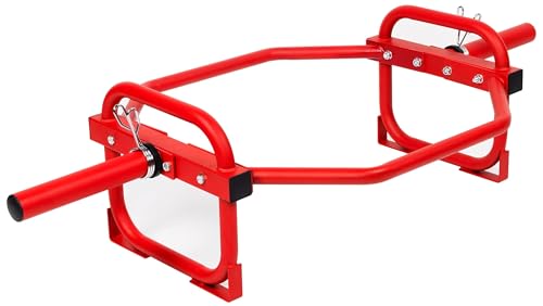 Fitvids Olympic 2-Inch Hex Weight Lifting Trap Bar for Strength Training, 500-Pound Capacity, Safety Clips, Home Gym for Shoulder Presses, Shrugs, Back Rows, Weightlifting, Red