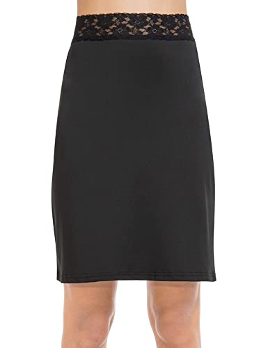 Moscoal Half Slips For Under Dress Women Underskirt Dress With Elastic Floral Lace Waistband Black Medium #TOP3