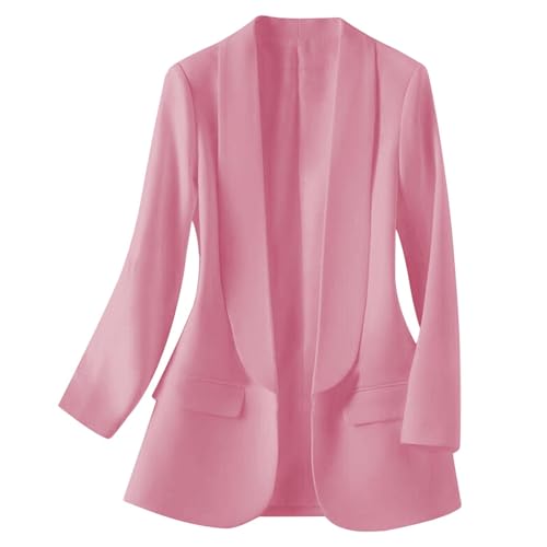 Women Long Sleeve Casual Cardigan Blazer, Solid Color Basic Lapel Suit Jackets Elegant Slim Business Blazers with Pockets