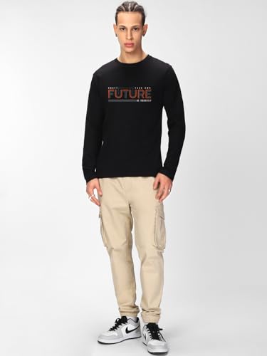 Image of Bewakoof Men's 100% Cotton Graphic Print Regular Fit Full Sleeve Round Neck T-Shirt | Tshirt for Men Cotton| Casual Wear | Street Wear