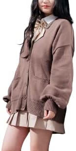 Amazon Co Jp ウィゴー スクールカーディガン カーディガン ニット セーター トップス 学生 服 制服 アウター 無地 羽織 女子 通学 レディース F ブラウン 服 ファッション小物