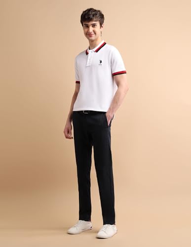 Image of U.S. Polo ASSN. Solid Slim Fit Polo T Shirts for Men - 100% Cotton, Half Sleeves Mens Tshirt