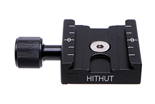 Hithut 50Mm Aluminum Universal Screw Knob Clamp Quick Release Qr Clamp 3/8" W 1/4" Adapter With Gradienter, Compatible With Arca-Swiss Standard Tripod Monopod Ballhead #TOP4