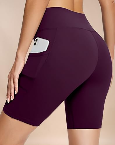 Image of High Waist Sports Activewear Shorts for Women and Girls Ideal for Gym and Yoga or Cycling with Side Pocket, Stretchable, Flexible, Slim Fit