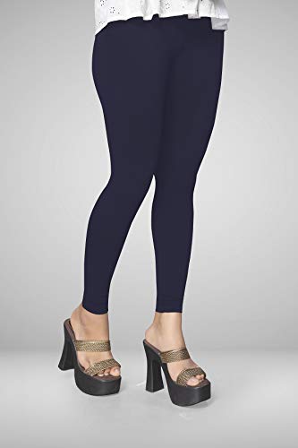 Image of Women's Cotton Skinny Leggings with Ankle Length Solid Pattern Mid Rise and Elastic Closure | Cotton Skinny Leggings for Womens