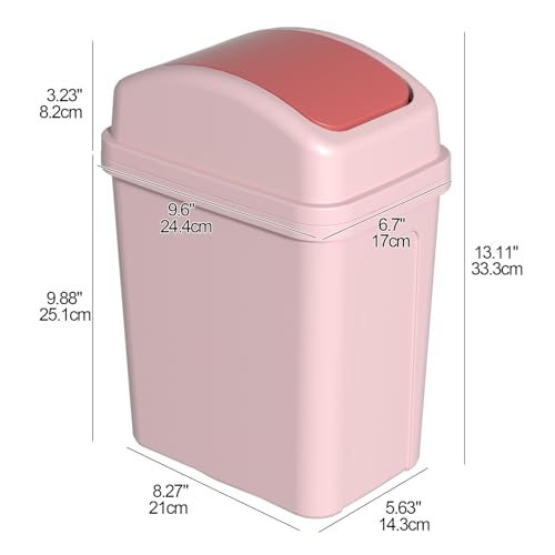 Image of Cand 4-Pack 1.8 Gallon Swing Lid Garbage Can, Pink | Plastic Small Trash Can with Lid