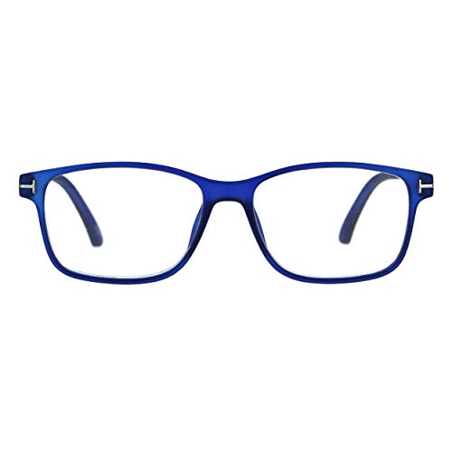 Reading Glasses Magnified Lens Classic Rectangular Frame Spring Hinge Blue +1.5 #TOP1