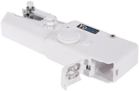 Underside view of the Yosoo Handheld Sewing Machine with the battery compartment open.