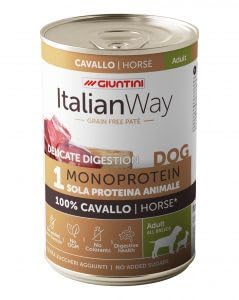 100% Cavallo Grain-Free – 4 scatolette da 400g. Umido premium per cani adulti taglia media/grande, fonte unica di proteina, senza glutine e coloranti, HYPO ipoallergenico e altamente digeribile.