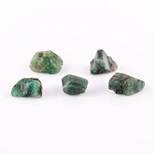Qnavic 5Pcs Natural Raw Emerald Rough Gemstone Wholesale Bulk Lot, Birthstone, Energy Diy Craft Stone, Raw Healing Crystals, Loose Gemstone For Wire Wrapping, Jewelry Making Supply #TOP5