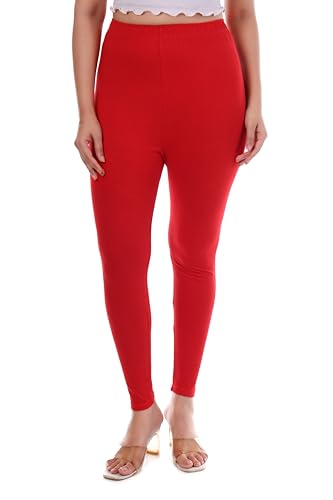 Image of TPF Women Solid Cotton Lycra Stretchable Leggings | Comfortable Ankle-Length Slim Fit Leggings for Women & Girls | Soft, Breathable Wear Bottoms