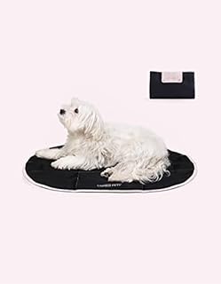 United Pets Lazy Dog Mat - Portable Folding Dog Bed, Dog Bed for Restaurants and Travel, Lightweight Bed Mat - Black Pink