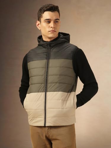 Image of Dennis Lingo Regular Fit Sleeveless Hooded Colorblock Men Jacket