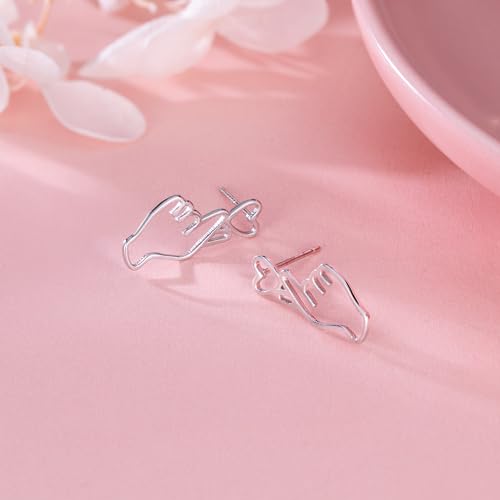 SLUYNZ 925 Sterling Silver Heart Studs Earrings for Women Teens Unique Sweet Love Heart Post Studs Earrings3
