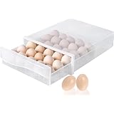 AYAGANES 卵ケース 卵入れるケース 卵ボックス 卵ケース 冷蔵庫 エッグホルダー たまごケース 茹で卵ケース 卵ストッカー 引き出し式 卵入れ 卵専用収納ケース 玉子収納ケース 冷蔵庫収納 エッグホルダー キッチン収納 卵収納 コンパクト 積み重ね可能 (1階30卵)