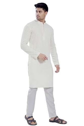 Image of DIVISIVE Men's Sequince Embroidered Cotton Blend Only Slim Fit Kurta