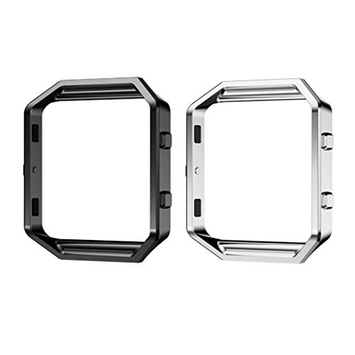 Hemobllo Watch Frame Replacement Compatible with Fitbit Blaze Smartwatch Protective Stainless Steel Cover 2-Pack Durable Fitness Watch Accessory