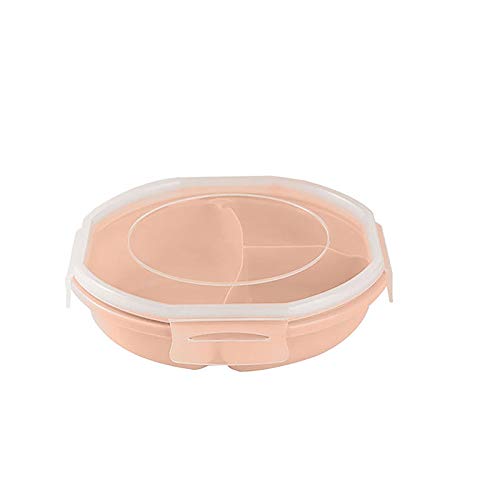 pudełko na lunch, Lunch Box dla dorosłych szczelny 3-komorowy wielokrotnego użytku pojemnik na lunch naczynia przechowywanie żywności(Roze)