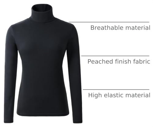 Image of Women's Soft Cotton Turtleneck Top Basic Pullover Sweater