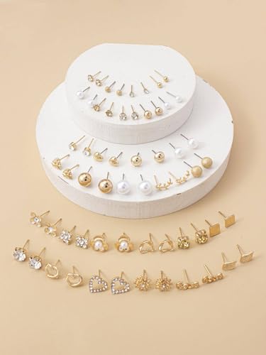 Image of Shining Diva Fashion 30 Pairs Earrings Combo Set Stylish Crystal Pearl Earrings for Women and Girls
