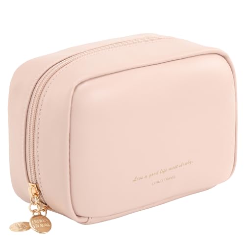 RIGHT AWAY Makeup Bag,Travel Cosmetic Bag Organizer with Zipper,Waterproof Toiletry Bags Makeup Pouch for Purse, Small Make Up Bag &Cases with Compartments for Women Girls?Pink?