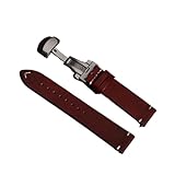Correa De Reloj Cuero For Cera Aceite Retro For Hebilla Mariposa, Compatible For Seiko Y For Omega, For Costuras 21, 22 24 Mm(Red,19mm)