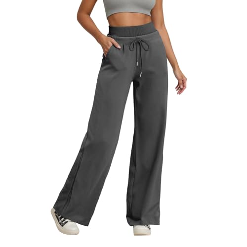 Pantalon décontracté taille haute femme avec cordon de serrage