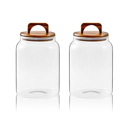 Sweejar Glass Jars for Laundry Room Organization, 90 ounce Laundry Pods Container, Glass Food Storage Jars with Airtight Lid, 2 Pack, Hand Lid