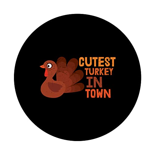 Cutest Turkey In Town Thanksgiving Family Kids Matching PopSockets Swappable PopGrip, Black - Image 3