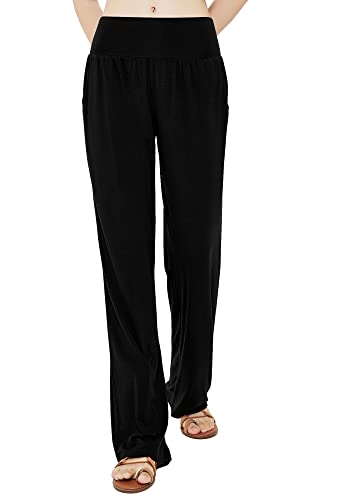 Urban CoCo Women's Comfy Yoga Pants Casual Wide Leg Sweatpants High Waist Stretch Trousers with Pockets4