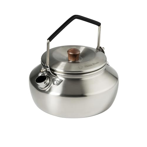 Thous Winds 0.6L Camping Kettle, Portable Camp Tea Coffee Pot, Lightweight Stainless Steel Teapot, Fast Heating Boiling Water, for Outdoor Campfire Hiking Camping Picnic