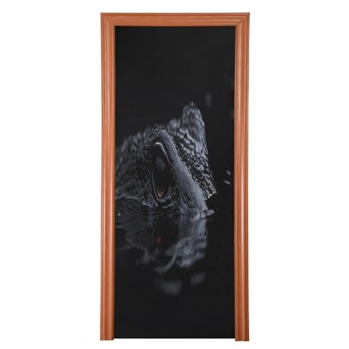 FLildon Crocodile Black Door Cover Decoration, Party Accessory Porch Decor for Festive Ornament Room Door Covers 32 x 79 Inch