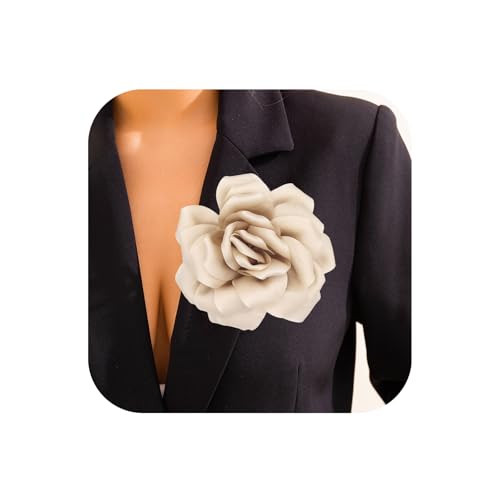 Image of Flower Brooch Pins for Women 5.5in Lapel Pins Large Rose Floral Brooches Dainty Satin Fabric Brooches Rose Flower Hair Clips Wedding Party Dance Clothes Accessories Jewelry