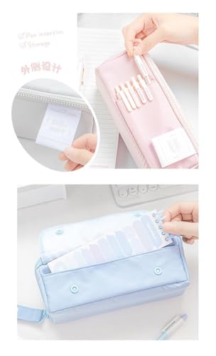 Image of WORSHIPER Kawaii Cute Pencil Pouch with Push Pull Eraser Set for Kids | Premium Canvas Zipper Stationery Organizer Box with Cartoon Design | Gift Combo for Boys & Girls (Soft More Pink + Earser)