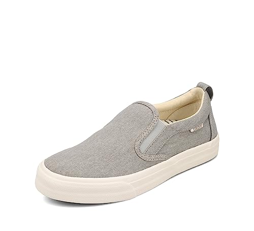 Taos Rubber Soul Slip-On Women's Sneaker - Fresh and Clean Canvas Design with Effortless Style, Removable Footbed and Arch Support - Elevated Comfort for All-Day Fashion Grey Wash Canvas 9 M US