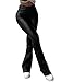 Avanova Women Faux Leather Butt Lifting Leggings Flare High Waist Sexy Bell Bottom Pants Black Small