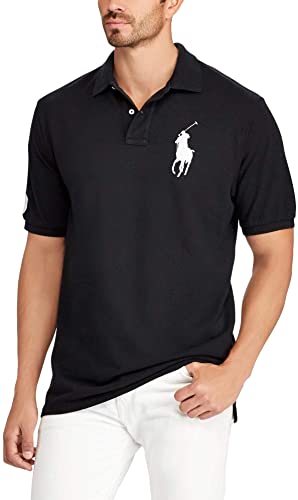 Image of Polo Ralph Lauren Mens Big & Tall Classic Fit Short Sleeve Big Pony Mesh Polo, Polo Black, X-Large Tall