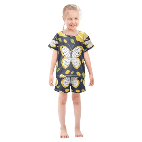 senya Short Sleeve Pajamas Sets Summer Cotton Sleepwear Butterfly Lemon Simple Stroke3