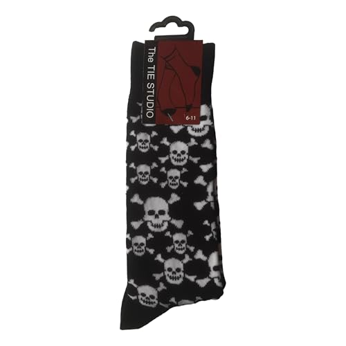 Image of Tie Studio Skull and Crossbones Black Unisex Novelty Ankle Socks Adult Size 6-11