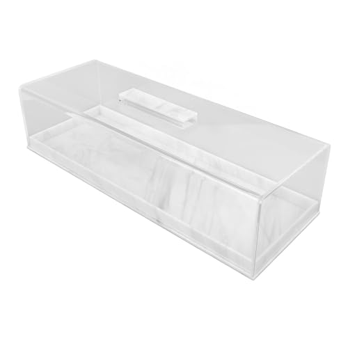 Bandeja Rectangular de Acrílico de Grano de Mármol para Tartas, Bandeja Multifuncional para Servir Postres con Tapa para Tiendas de Postres, Entusiastas de la Repostería