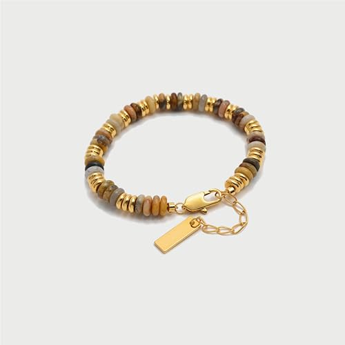 Natural Gemstone Bracelet for Women Healing Crystal Stone Flat Bead Bracelet Handmade 8 Inch Bracelet Jewelry3