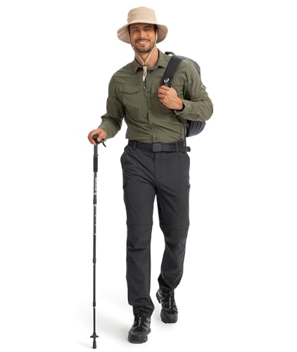Hiauspor Wanderhose-Herren-Zip-Off-Outdoorhose-Sommer-Leicht-Trekkinghose-Atmungsaktiv-Schnell-Trockend-Funktionshose-Softshellhose-mit-5-Tiefe-Taschen (L, Dunkelgrau)