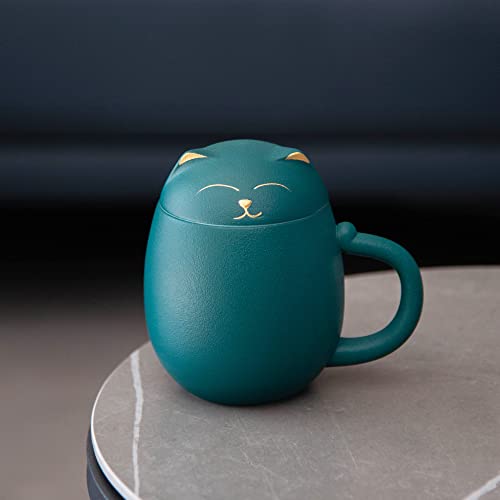 HEER Ceramic Cat Tea Mug with Infuser and Lid