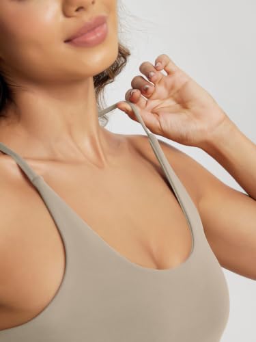 Image of ODODOS Halter Sports Bra for Women Non Padded Strappy Cropped Tops Workout Yoga Crop