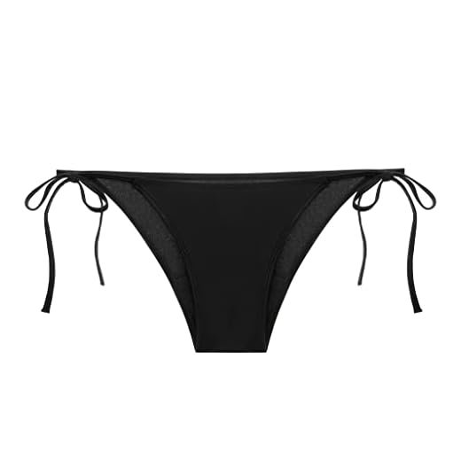 Tony & Ava Stylish Period Swim-Wear Bikini with Draw String | Tween-Teen 12-16 Years | Leakproof | Comfortable | Girl Panties (Black-L)