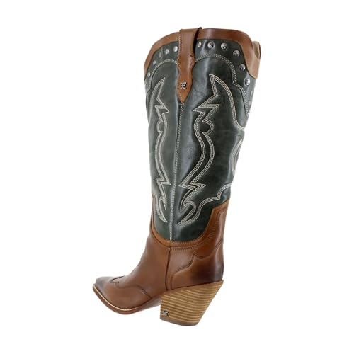Image of Sam Edelman James Wide Calf Women's Boots Green /Copper Leather Size 7.5 M