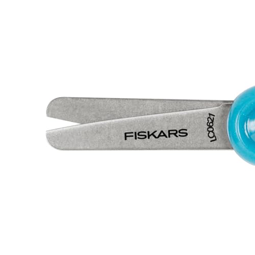 Fiskars Kinderschere, Ab 6 Jahren, Länge: 13 cm, Für Rechts- und Linkshänder, Metall-Klinge/Kunststoff-Griffe, Blau, Glitter, 1064073