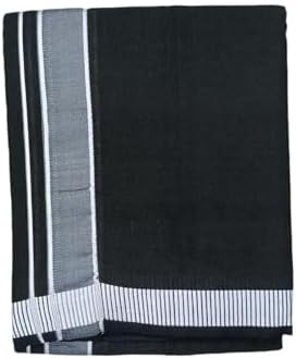 Men's Cotton Colored Dhoti with Fancy Border Kerala-style Veshti Mundu Kaili Lungi 2.0 Mtrs